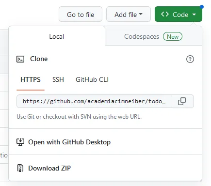 copiar url del repositorio